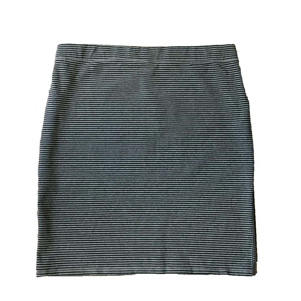Old Navy Pull On Pencil Mini Skirt Women L 12 14 Stripe Black Gray Jersey Knit